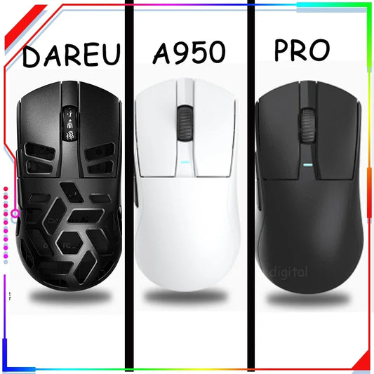 Dareu A950 PRO Mouse 4k PAW3395 Wireless Bluetooth portable Tri-Mode RGB Gaming Mouse For Computer Keyboard Pc Office Mice Gif