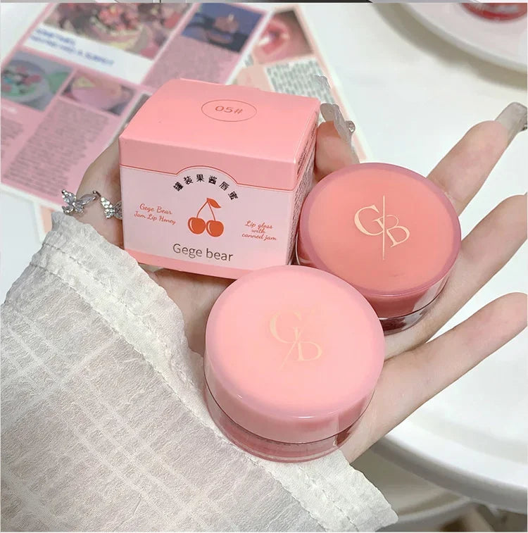 Heallor Canned Jam Lip Gloss Gege Bear Jam Lip Honey Moisturizing and Shiny Mirror Non Sticky Makeup Lip Glaze