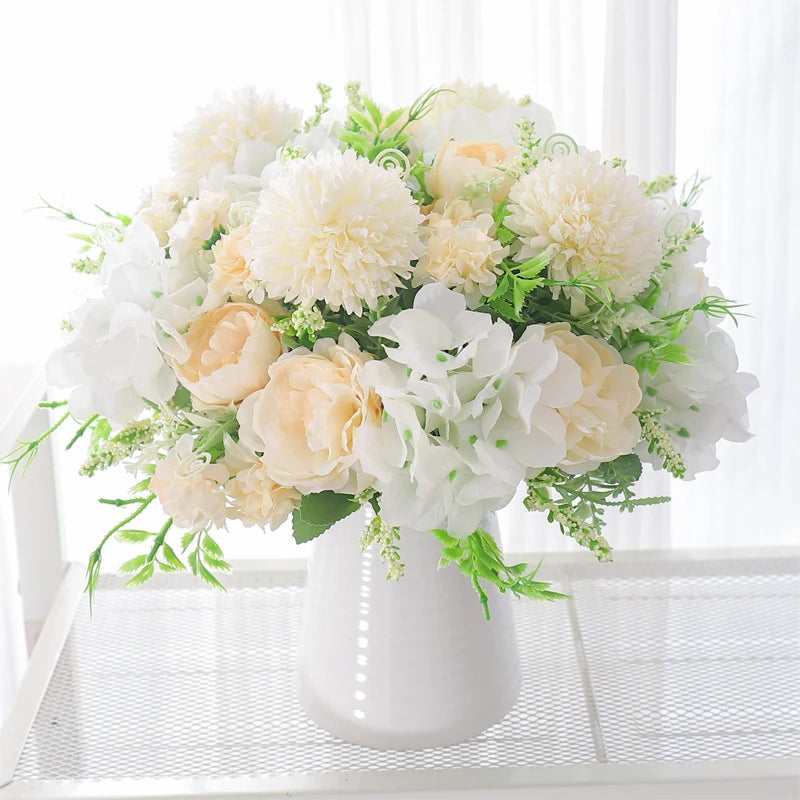 30cm Artificial Flower Peony Silk Hydrangea For Vase Fake Floral Bride Bouquet Wedding Home Living Room DIY Christmas Decoration