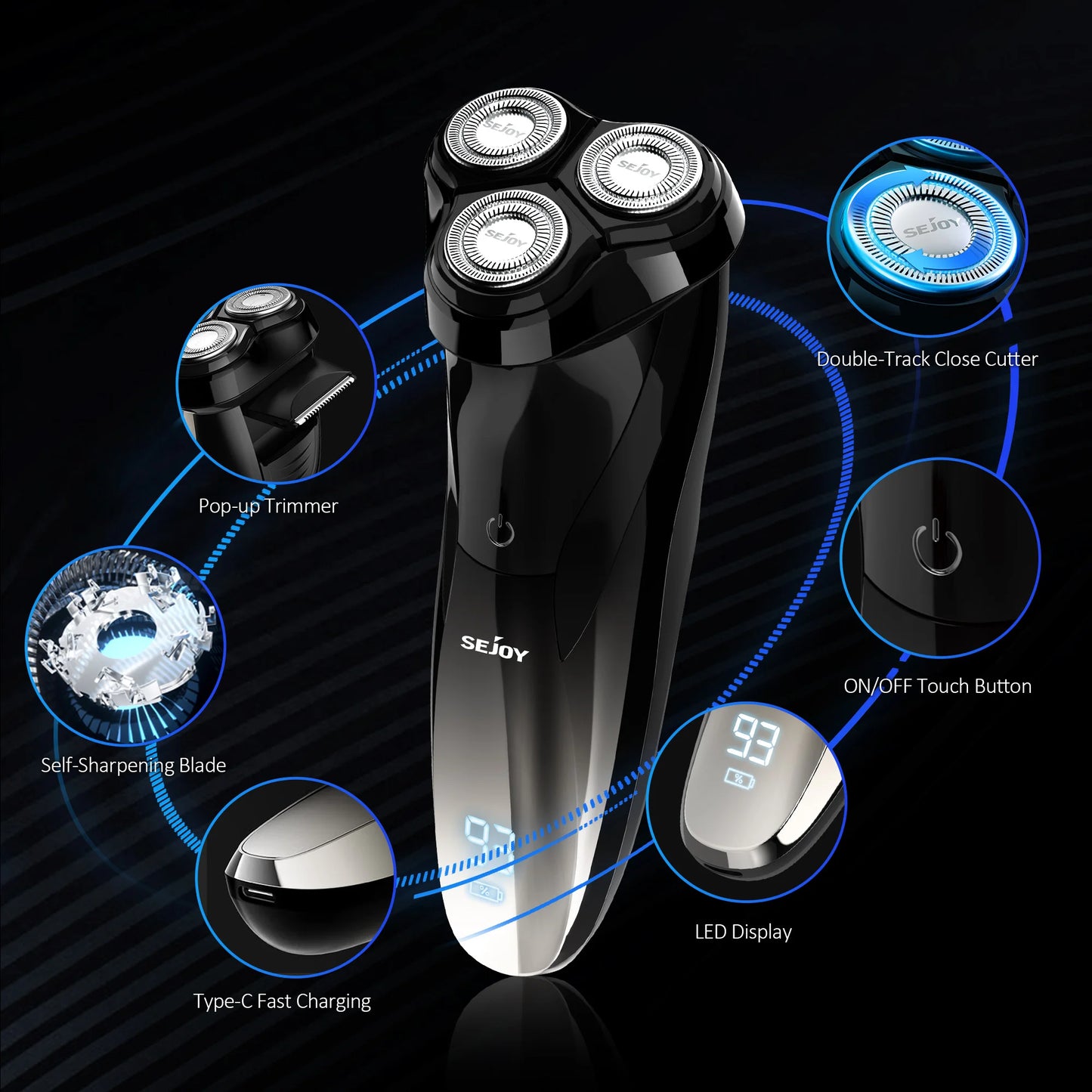 2 in 1 Electric Shaver 3D Men  Razor Beard Trimmer With LCD Display IPX7 Waterproof USB Rechargeable Electric Shaving Machine