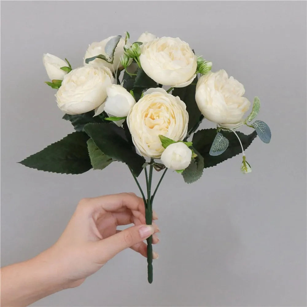 30CM Fake Roses Silk Peony Artificial Flowers Cheap New Year's Christmas Decorations Vase for Home Wedding Bridal Bouquet Indoor