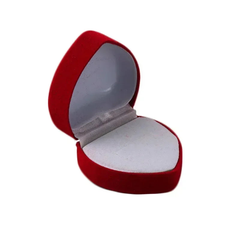 Flocking Red Heart Shape Ring Boxes Jewelry Display Cases Holder Gift Box Wedding Ring Box Counter Packaging Rings Wholesale