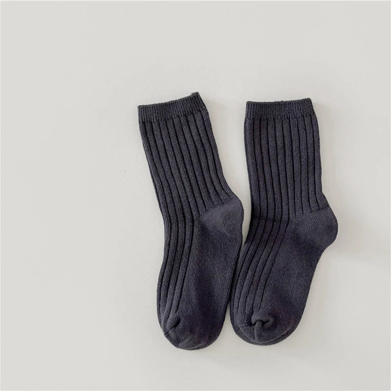 17 Colors Children's Casual Socks Ribbed Boys Girls School Sock Toddlers Ankle Sock Cotton Striped Baby Socken For Kids 1-9Y