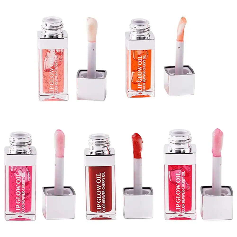 Crystal Jelly Moisturizing Lip Oil Plumping Lip Gloss Makeup Sexy Plump Lip Glow Oil Tinted Lip Plumper