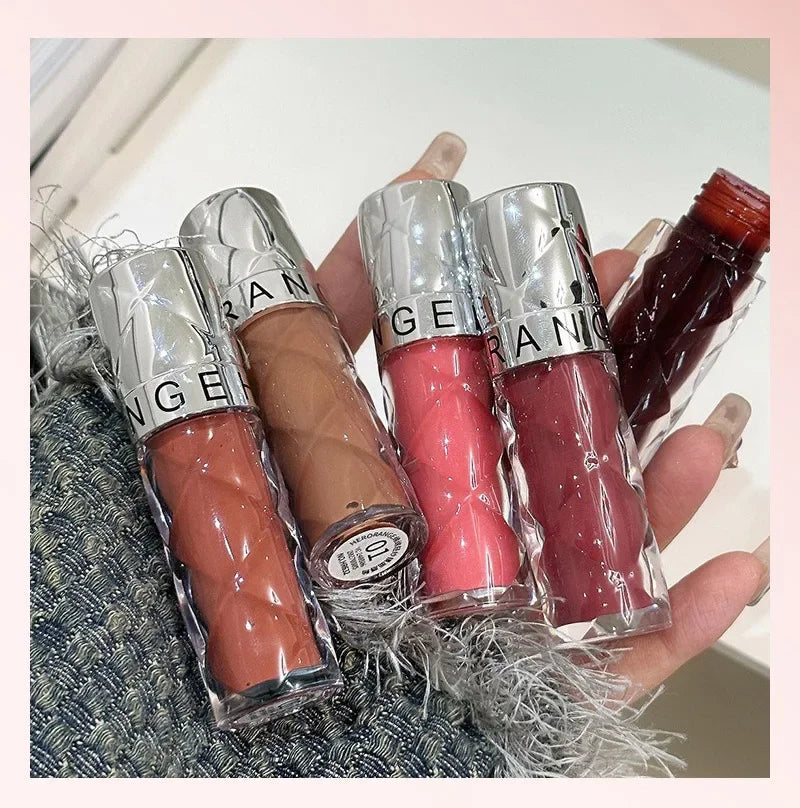 Heallor HERORANGE Nude Mirror Lip Gloss Clear Moisturizing Hydrating Water Light Glass Jelly Plump Lip Glaze Oil Lipstick Tint C