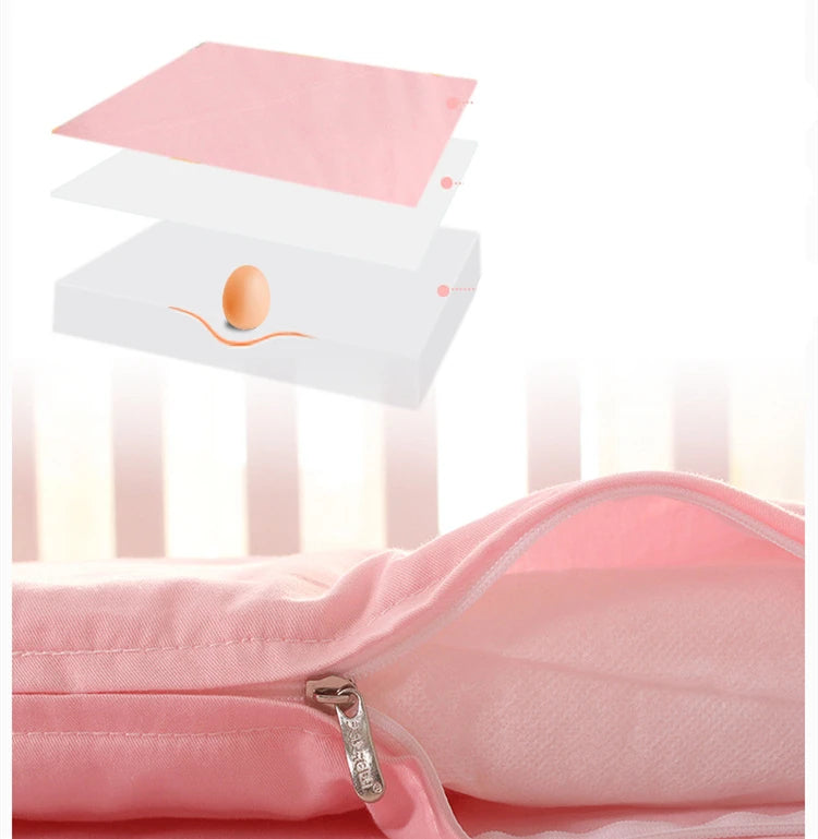 5PCS/Set Lace Crib Surround Solid Color Children's Bedding Kit Pure Cotton Thicken Baby Anti-collision Bed  Bumpers Sheet