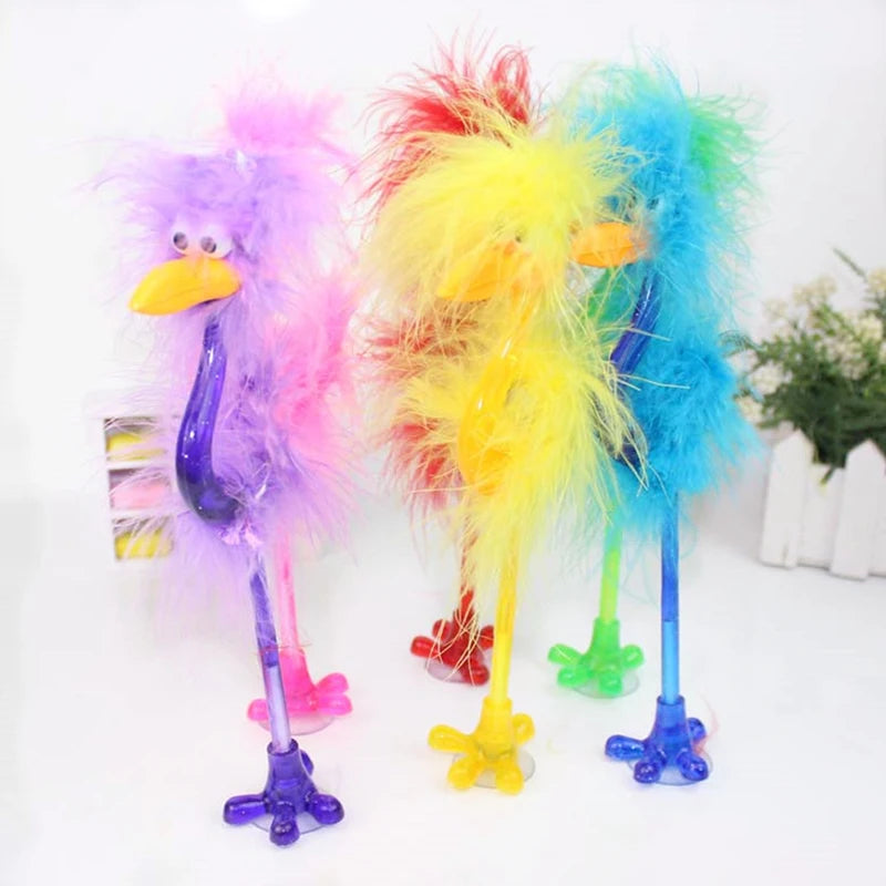 1PC 21cm Creative Pen Cartoon Plush Ostrich Ballpoint Pen Signature Pens Writing Tools Student Stationery School Supplies