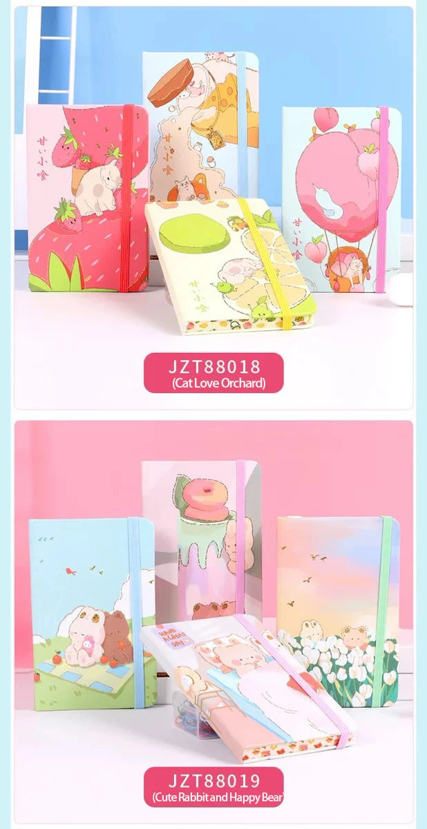 Cartoon a7 binding hardcover student Pocket This cute little notebook with hot gold and color border portable notepad