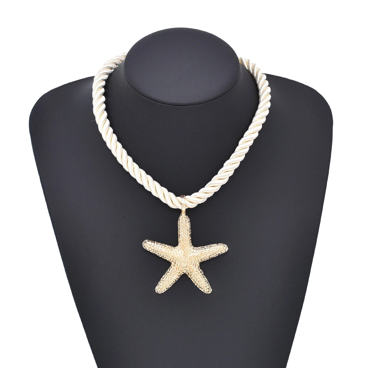 Golden Starfish Pendant Necklace Stud Earrings for Women Europ American Fashion Exaggerated Summer Marine Animal Jewelry Sets