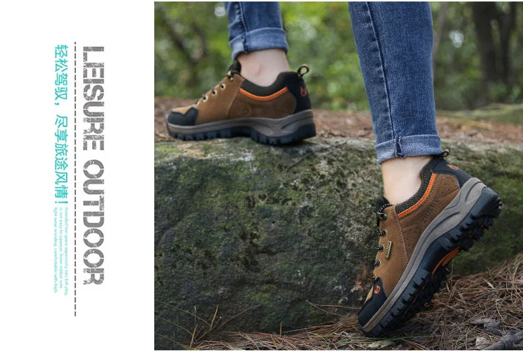 High Quality Outdoor Walking Sneakers Rubber Sole Suede Leather Men Hiking Shoes Durable Leather Climbing Shoes Zapatillas 36-47