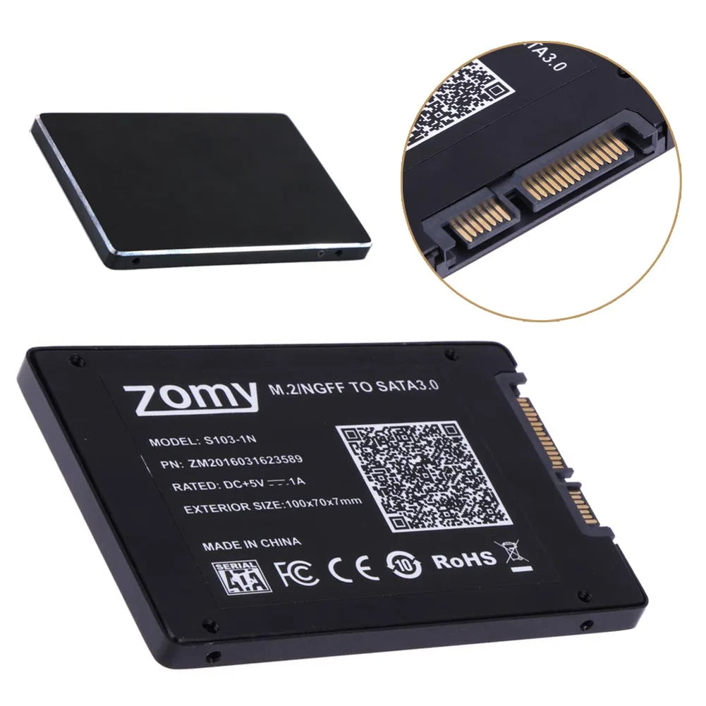 B Key M.2 NGFF SSD to 2.5" SATA 3.0 Converter Adapter Card 2230 2242 2260 2280 for Windows2000/XP/7/8/10 Vista Linux MAC