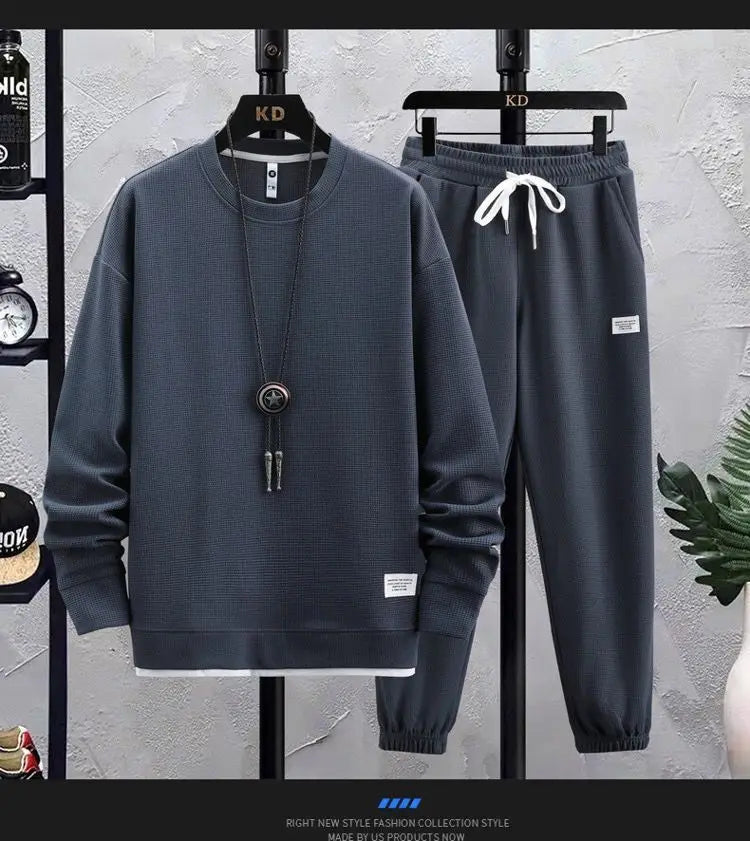 2024 Autumn Sports Suit Men's High-quality Round Neck Long Sleeve+trousers Set Fashion Tracksuit Men