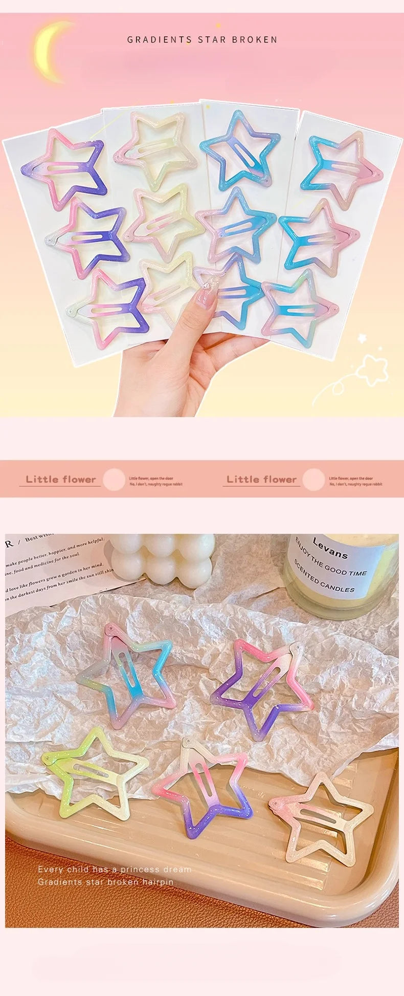 3 Pcs/Set Baby Girls Lovely Gradient Clouds Ornament Hair Clips Children Fashion Colors Barrettes Hairpins Kids Hair Accessories