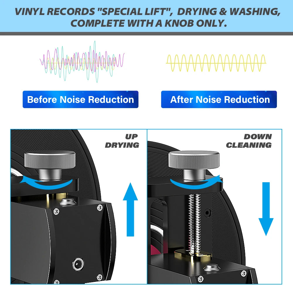 6L Vinyl Record Ultrasonic Cleaner with Bracket(Set) for Cleaning EP 7 LP 12 Inch Records Label Saver Aluminum CNC Made