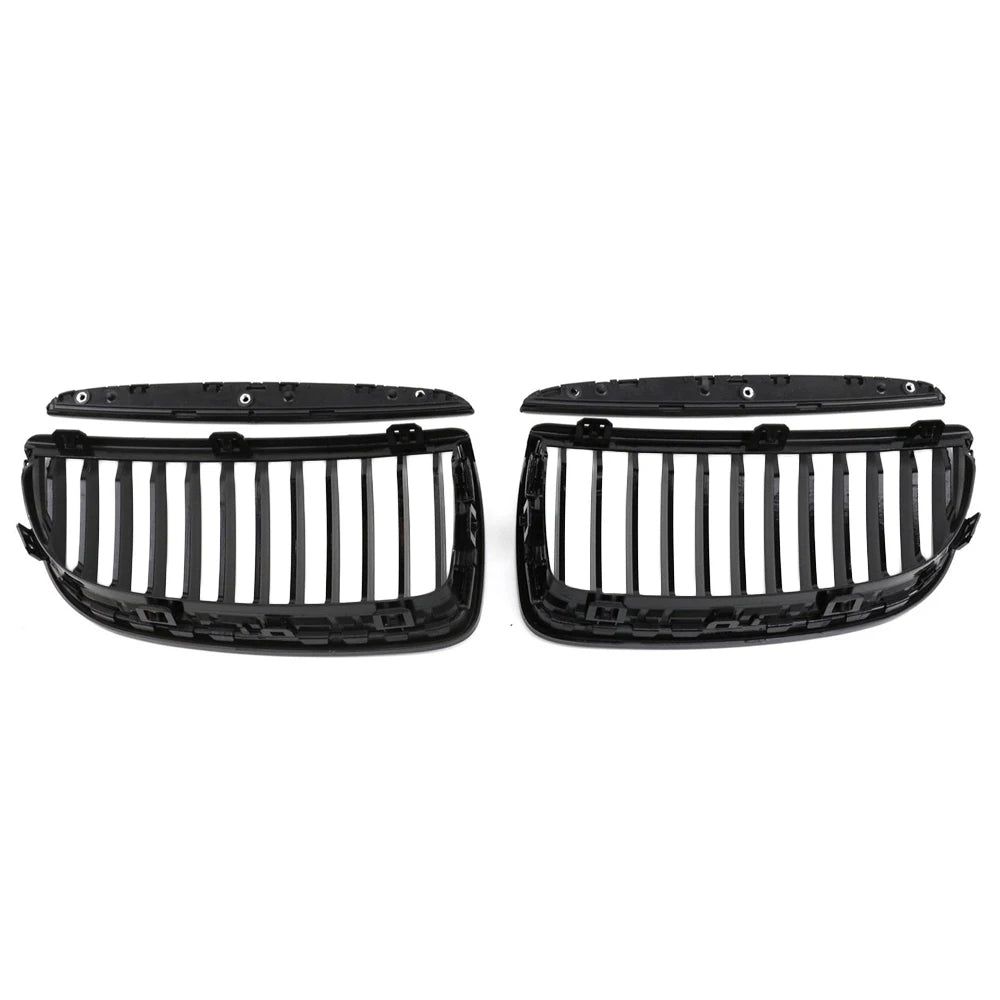 2 PCS Car Front Kidney Grille Hood Grills Gloss Black Single Line 1 Slat for BMW E90 323I 328I 335I 330I 325I 3-Series 2005-2008