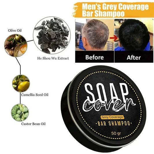 50g Black Hair Darkening Soap Shampoo Bar Fast Effective Repair Gray White Color Dye Hair Body Natural Product 2024 New