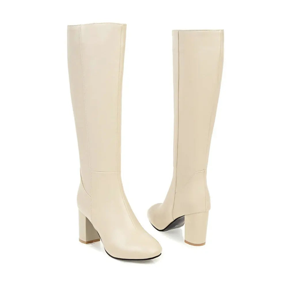 Women's boots block heel, high heel fashionable versatility, warm and comfortable boots, women's shoes high boots