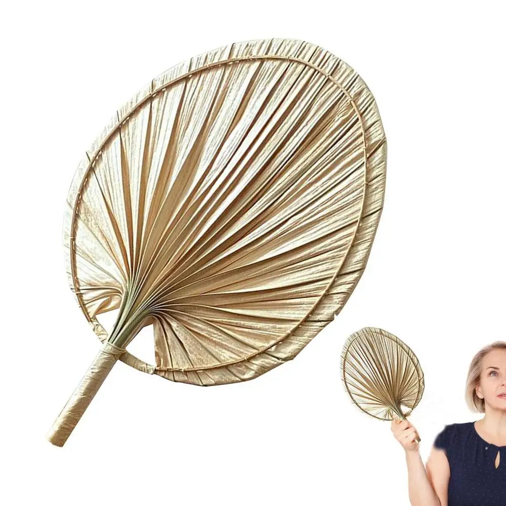 1pc Chinese Style Pure Hand Woven Craft Fan Summer Mosquito Repellent Fan Natural Palm Leaf Hand Shake Fan Home Decoration