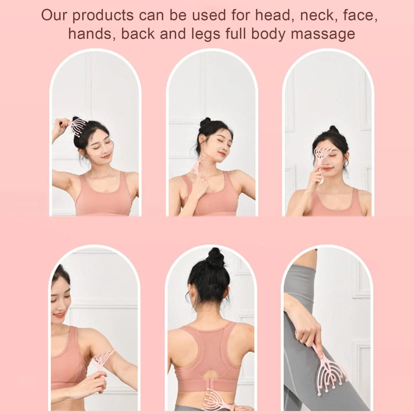 9 Claws Head Massager Scalp Massager Manual Steel Ball Massage Relaxation for Waist Back and Leg Stress Relief Aid Roller