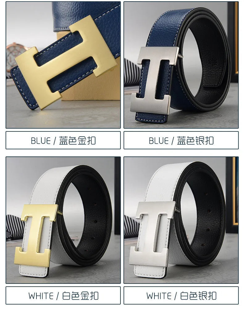 Width 3.8cm Famous Brand Belt Men Top Quality Genuine Luxury Leather Belts for Men Strap Metal Belt Fashion Women's Belt jeans