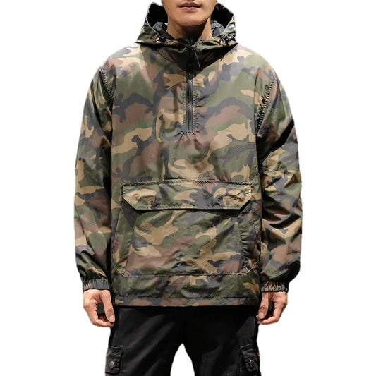 YASUGUOJI New 2022 Autumn Japanese Vintage Camouflage Jacket Men Streetwear Pullover Men Jacket Pocket Loose Hooded Mens Jackets