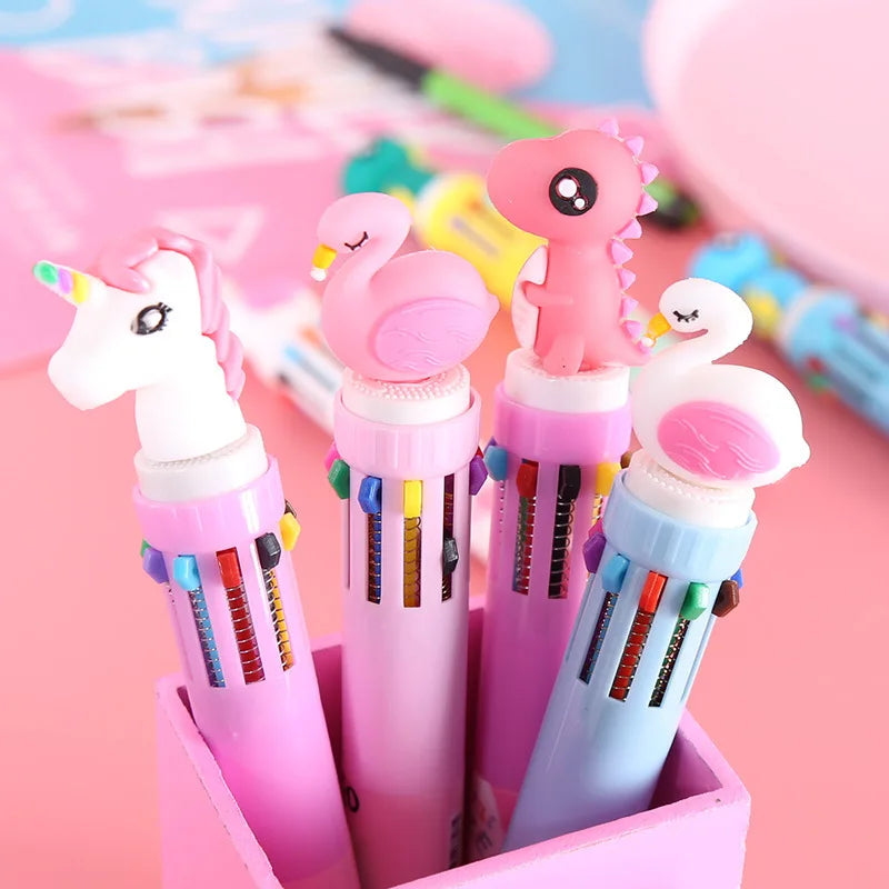 10 Colors Cute Cartoon Ballpoint Pen Dinosaur Kawaii Multicolor Gel Pen For Writing School Supplies Stationery Office Accessoris