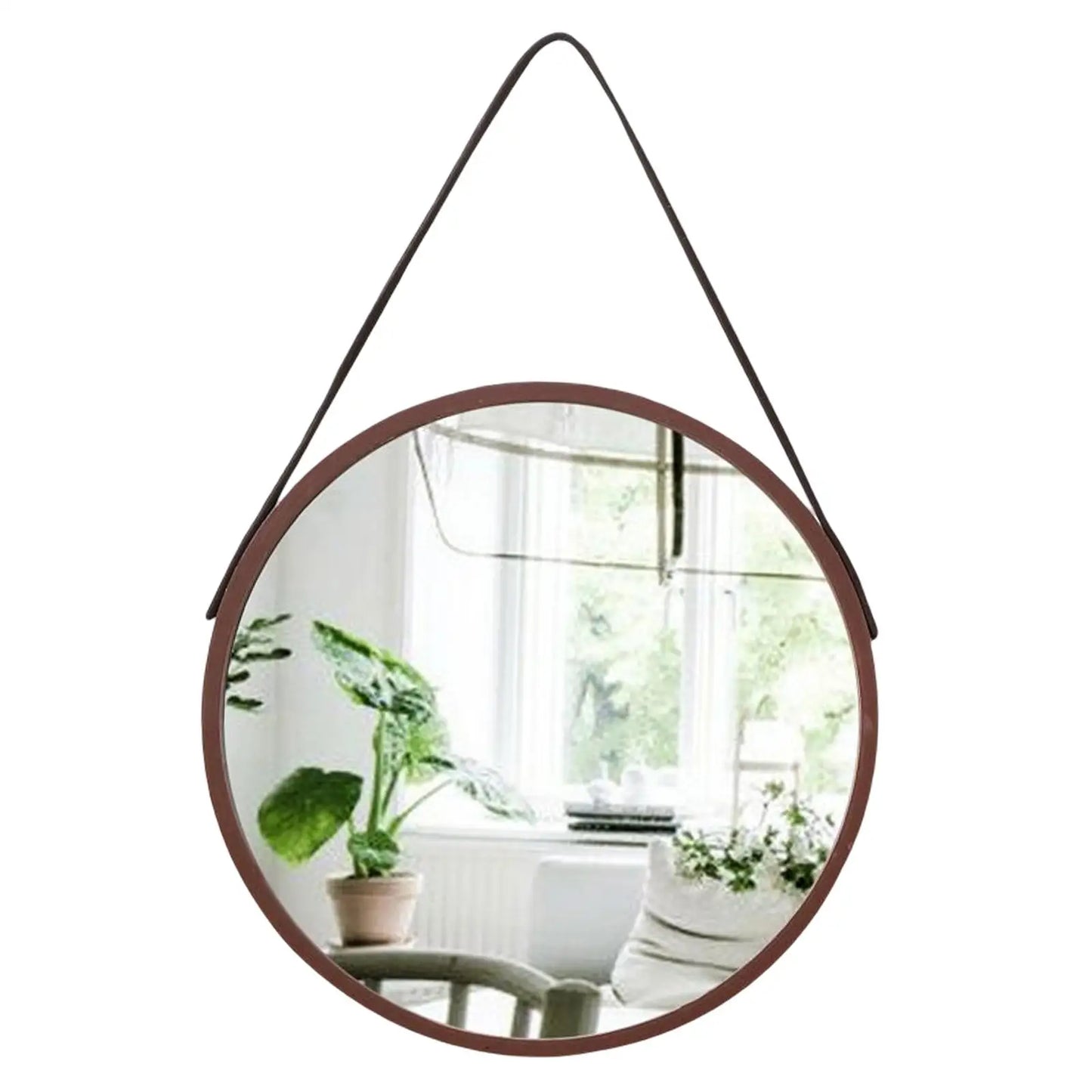 Wall Mounted Mirror Decorative Farmhouse Circle Rustic Frame Accent Mirror with