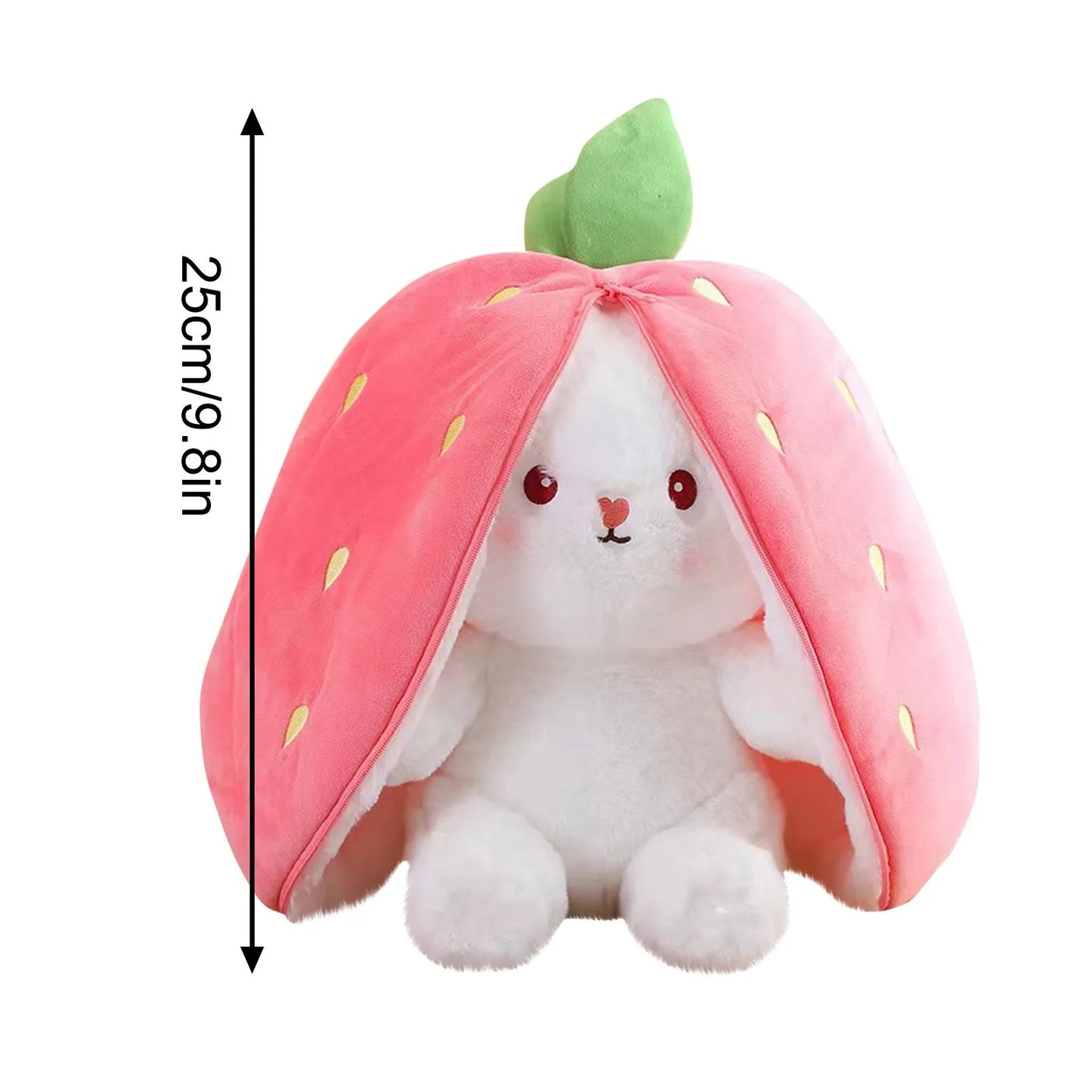 18-35cm Cute Transform Strawberry Rabbit Doll Plush Toy Carrot Rabbit Small Fruit Doll Bunny Birthday Gift for Girls Kids Boys