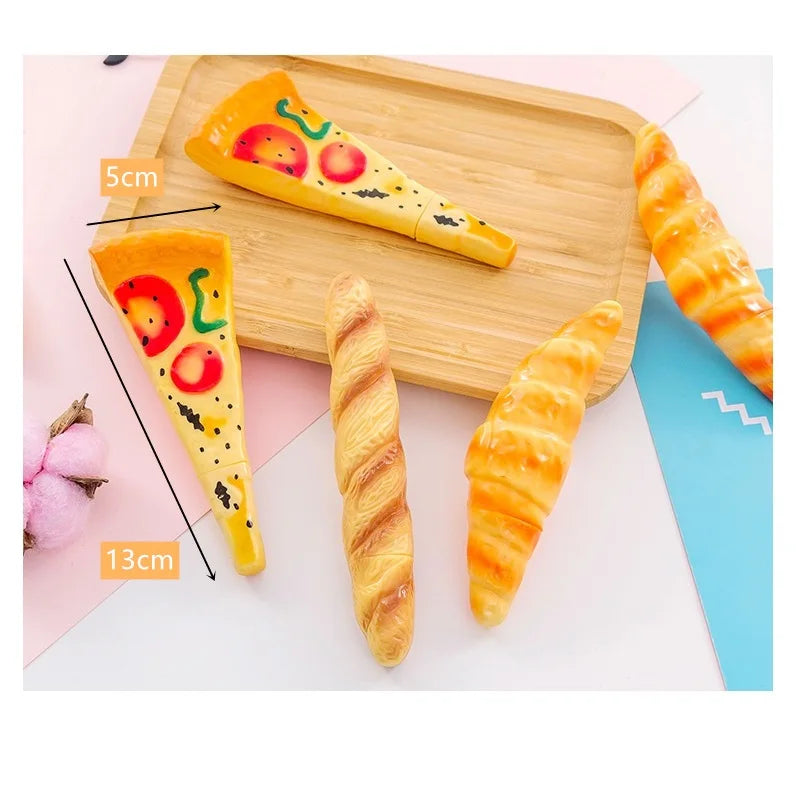 1pcs Novelty Magnetic 0.5mm Black Color Ink Gel Pen Bread Pizza Croissant Baguette Ballpoint Pen for Writing Office School