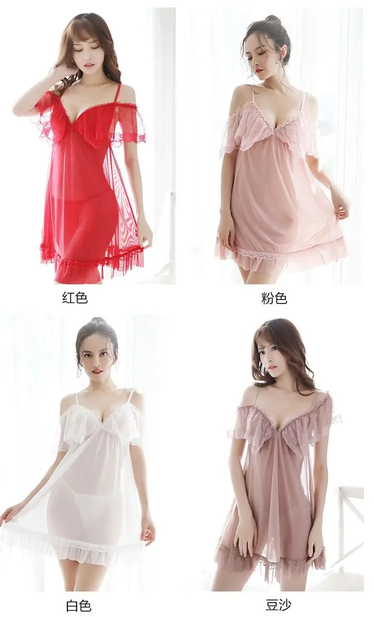 Sexy Women Nightwear Slip Dress Lace Women's Nightie Woman Night Very Sexuality Pyjama Special Zone Open Fancy Nightgown Slips