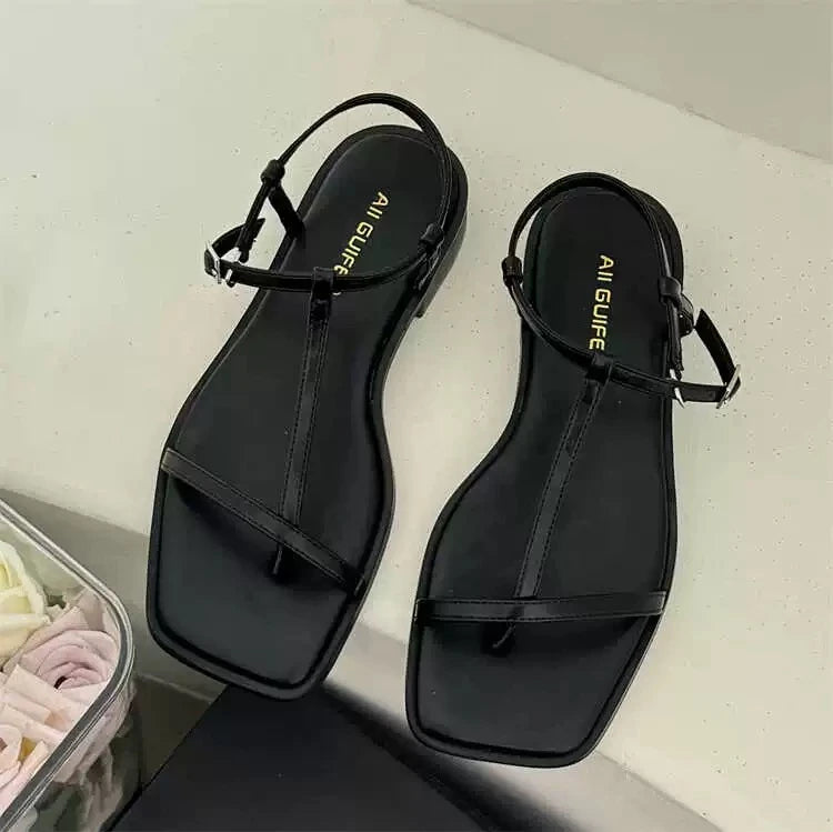 Summer Fashion Square Toe Ladies Shoes 2024 New Women's Thong Sandals Simple Thin Strap Slingback Sandals Sandalias De Mujer