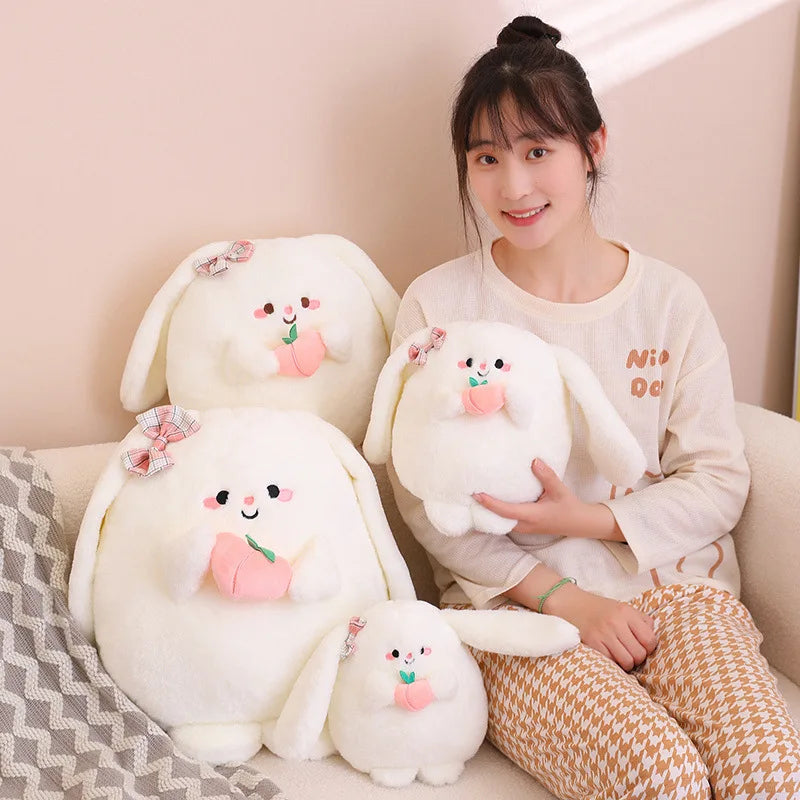 White Peach Rabbit Plush Toys Soft Stuffed Dolls For Baby Kids