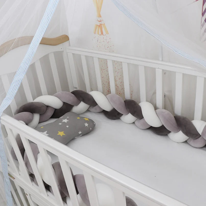 1M/2M3M/4M Baby Safety Bed Bumper Crib Anticollision Bumper for Newborn Knot Braid Pillow Cushion Cot Protector Crib Bedding Set