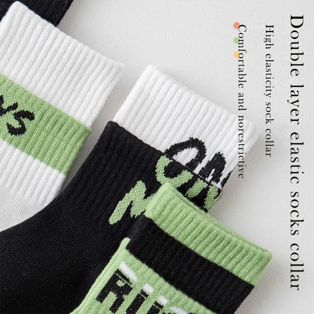 10Pairs 1-14Years Cotton Soft Boy's Mid-Tube Socks Breathability Double Layer Elastic Sock Collar Children's Warm Socks Fashion