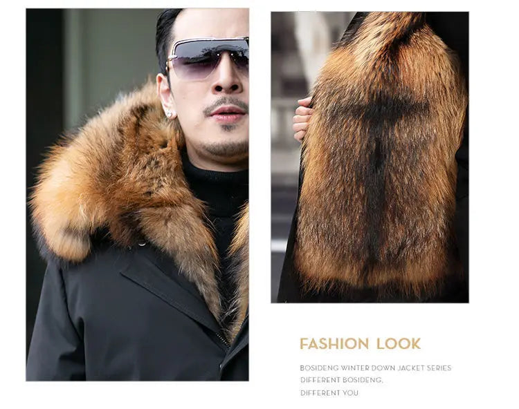 2023 New Parka Men Whole Mink Liner Winter New Fur Coat Mink-like Wool Mid-Length Leather Fur Coat