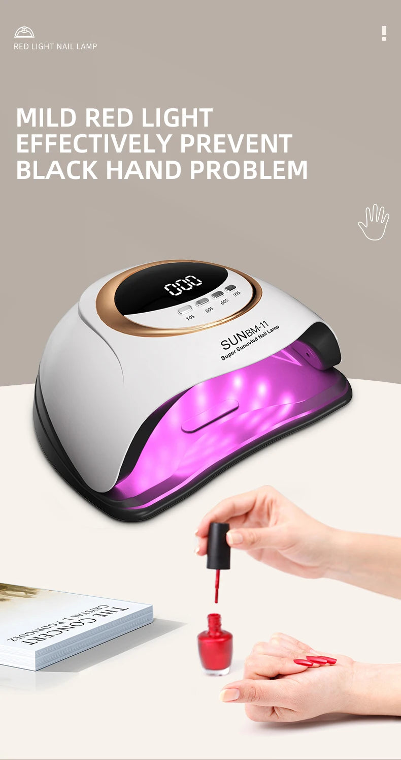 280W UV LED Nail Lamp 66 LEDs Nail Dryer with 4 Timer Settings Professional UV Light Cabin for Gel Nail Dryer Manicure Salon Use