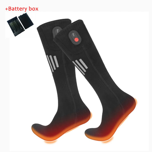 Electric Heated Socks With Battery Case Winter Warm Heating Socks 65℃ Snowmobile Heated Skiing Sock Controllable Buttons outdoor