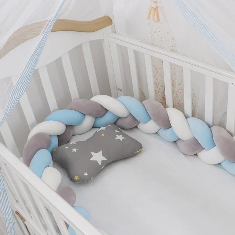 1M/2M3M/4M Baby Safety Bed Bumper Crib Anticollision Bumper for Newborn Knot Braid Pillow Cushion Cot Protector Crib Bedding Set