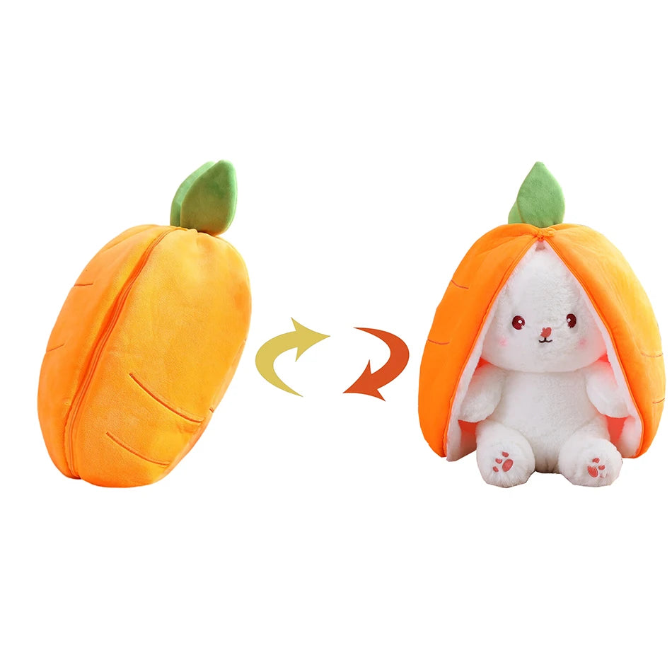 18-35cm Cute Transform Strawberry Rabbit Doll Plush Toy Carrot Rabbit Small Fruit Doll Bunny Birthday Gift for Girls Kids Boys