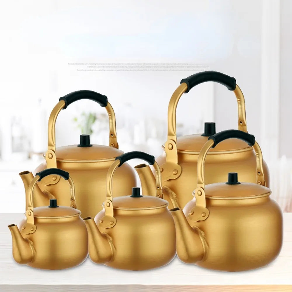 Gold Aluminum Kettle Outdoor Teapot Coffee Pot Household Large Capacity Kettle Outdoor Kitchen Accessories Travel Cookware