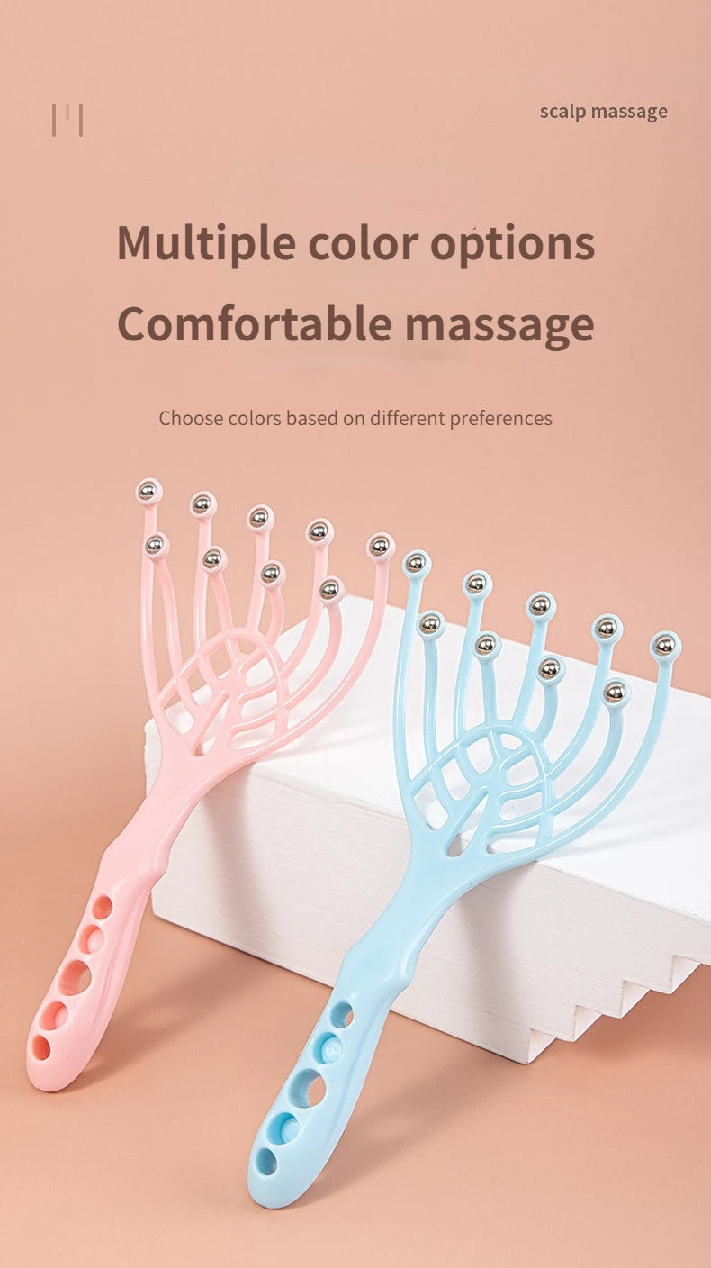 9 Claws Head Massager Scalp Massager Manual Steel Ball Massage Relaxation for Waist Back and Leg Stress Relief Aid Roller