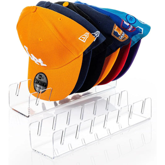 7-Holes Baseball Cap Display Rack Durable Clear Acrylic Hat Holder for Home Closet Storage Organization Stores Decoratio
