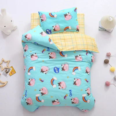 3 pcs set cotton baby Bedding set bed sheet duvet cover pillowcase Words bear pink white eyes boy and girl cute beding