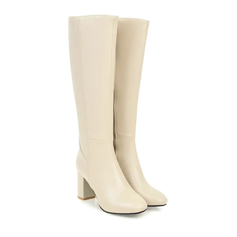 Women's boots block heel, high heel fashionable versatility, warm and comfortable boots, women's shoes high boots