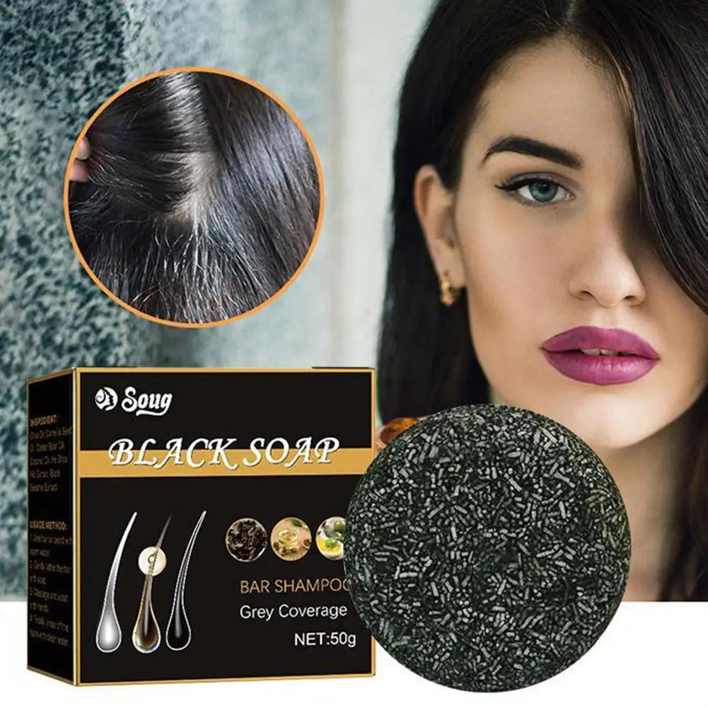 5PCS Hair Shampoo Soap Black Polygonum Multiflorum Shampoo Soaps Cover Gray Hair Shampoo Soap To Dye Canas Shampoo Bar Soap