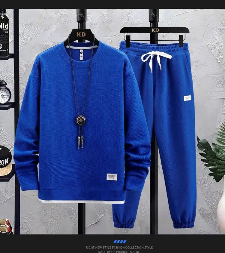 2024 Autumn Sports Suit Men's High-quality Round Neck Long Sleeve+trousers Set Fashion Tracksuit Men