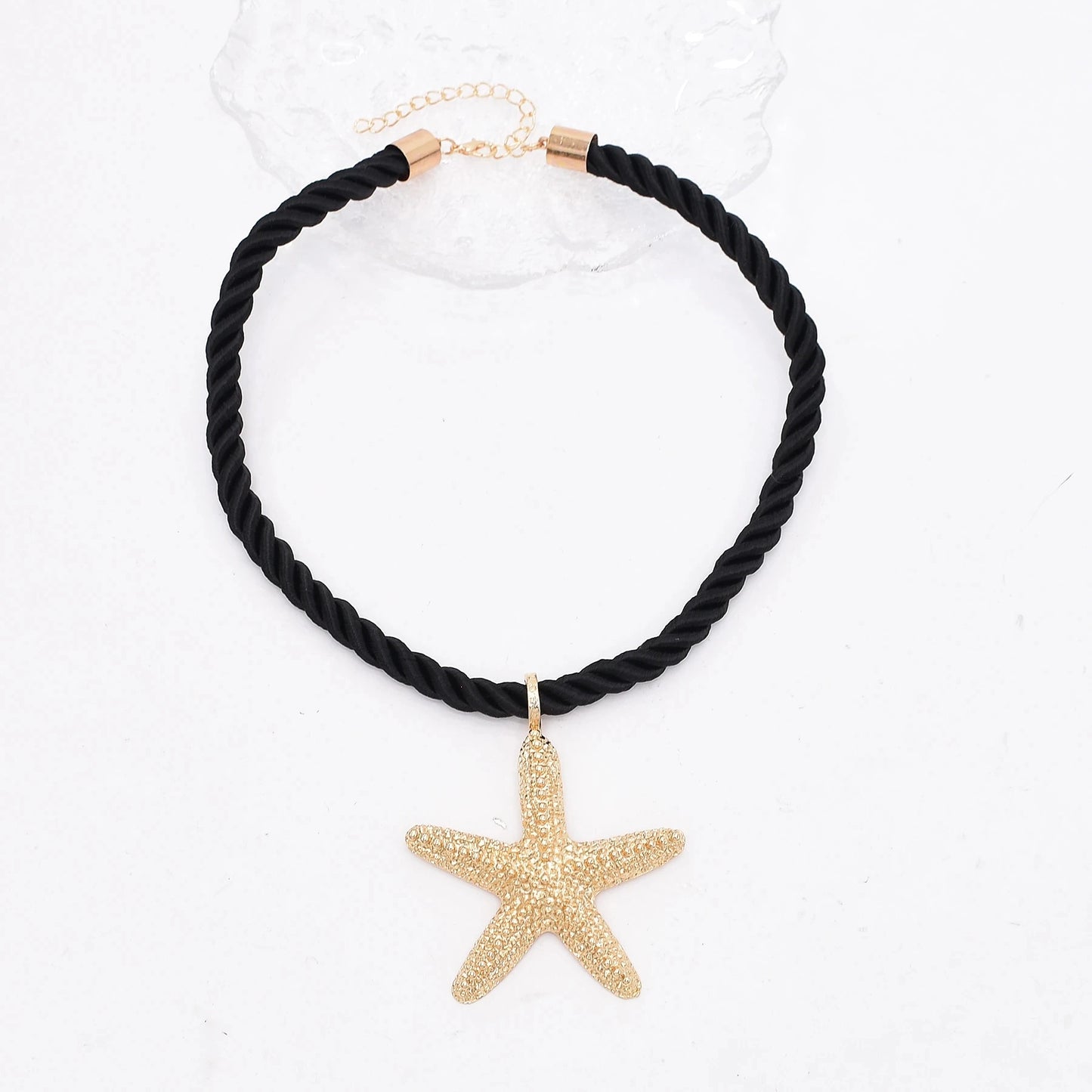 Golden Starfish Pendant Necklace Stud Earrings for Women Europ American Fashion Exaggerated Summer Marine Animal Jewelry Sets