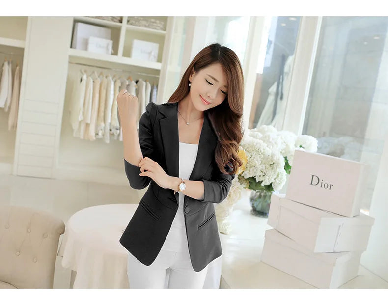 Women Blazer Korea Casual Slim Blazers Jackets Work Coat Outerwear Fashion Spring Career Female Jacket Office Lady NS5262