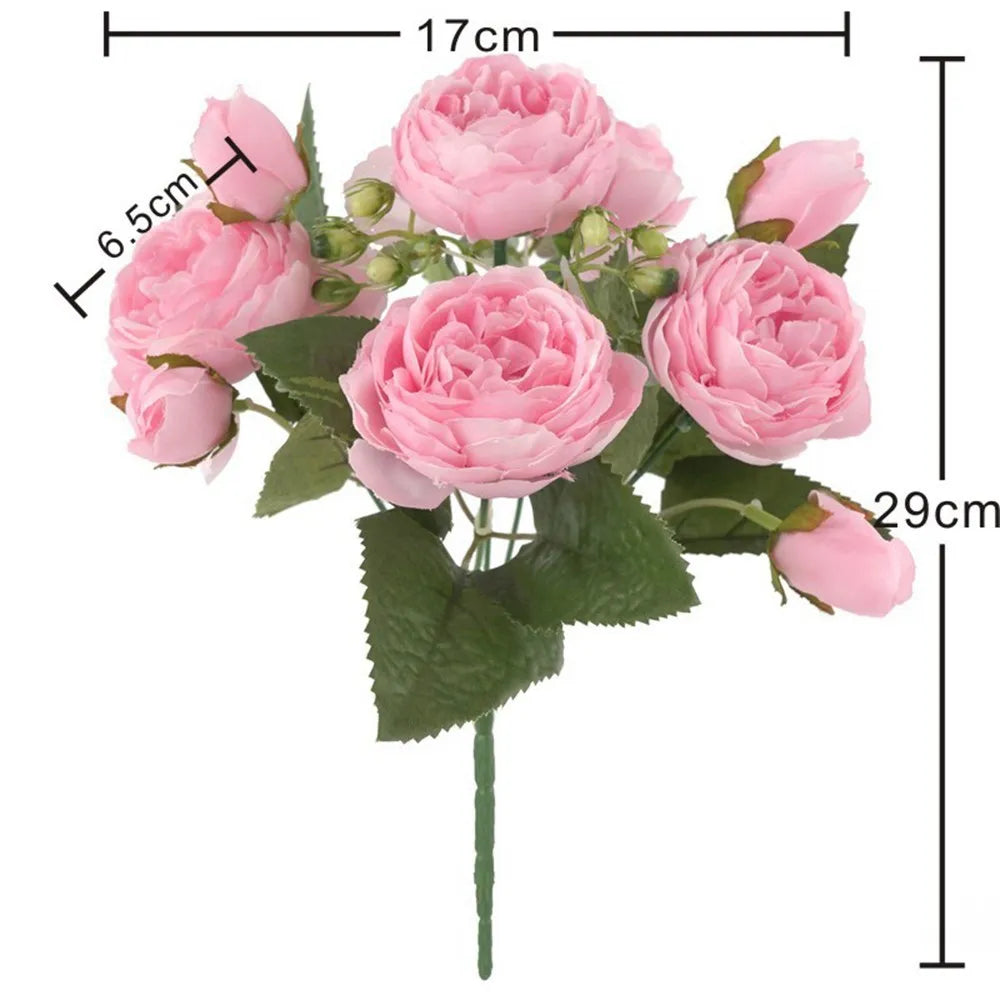 30CM Fake Roses Silk Peony Artificial Flowers Cheap New Year's Christmas Decorations Vase for Home Wedding Bridal Bouquet Indoor
