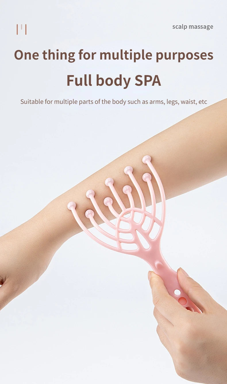 9 Claws Head Massager Scalp Massager Manual Steel Ball Massage Relaxation for Waist Back and Leg Stress Relief Aid Roller